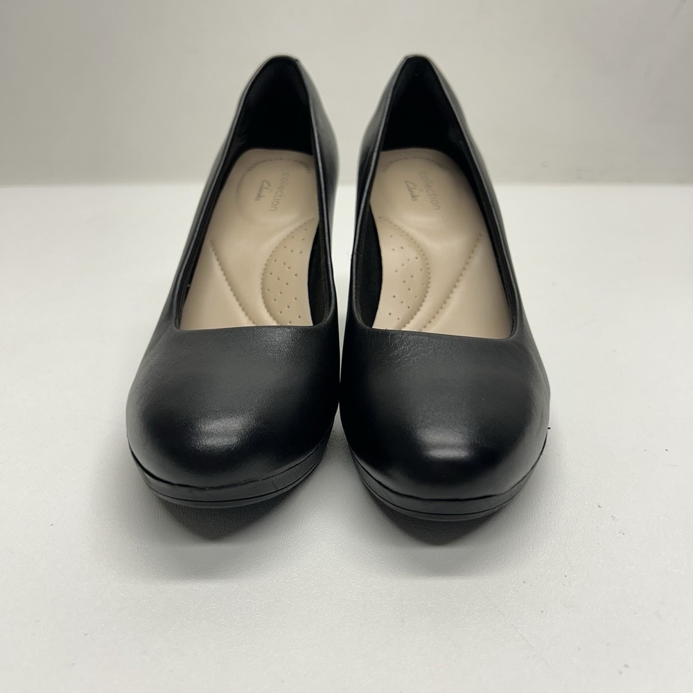 Clarks Ambyr Joy Black Leather Almond Toe Pumps Comfort Heels Work Office 6.5 M - Picture 6 of 15
